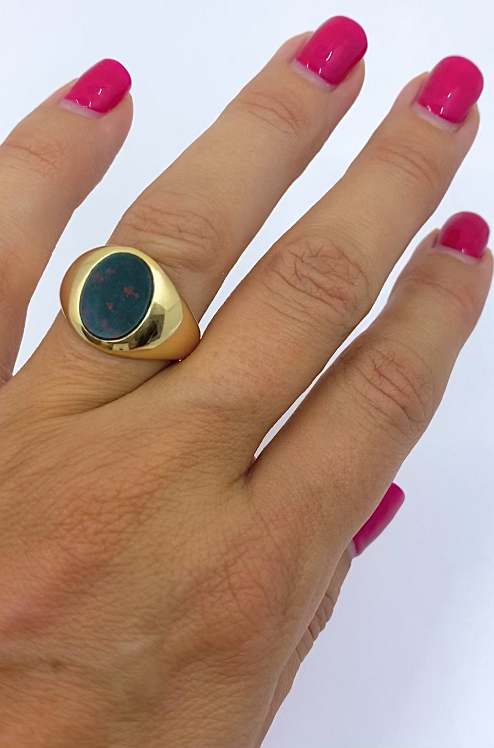 Vintage 14k Gold Bloodstone Signet Ring
