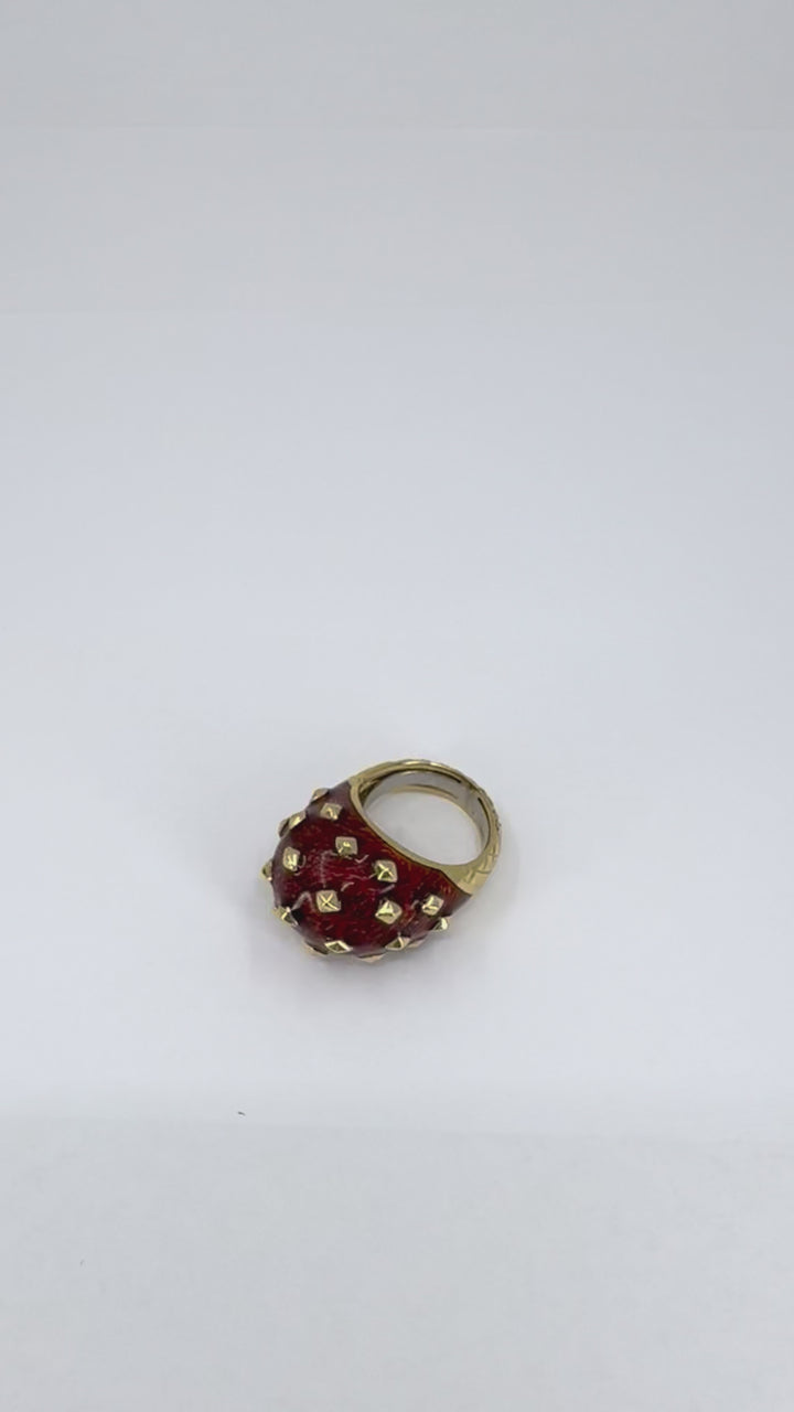 Vintage David Webb 18k Gold Enamel Dome Cocktail Ring