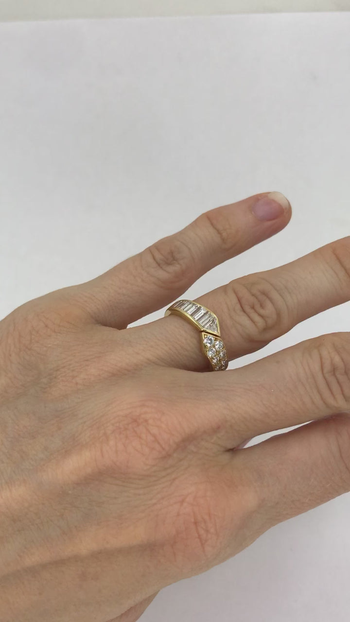 Van Cleef & Arpels 18K Gold Diamond Bypass Ring