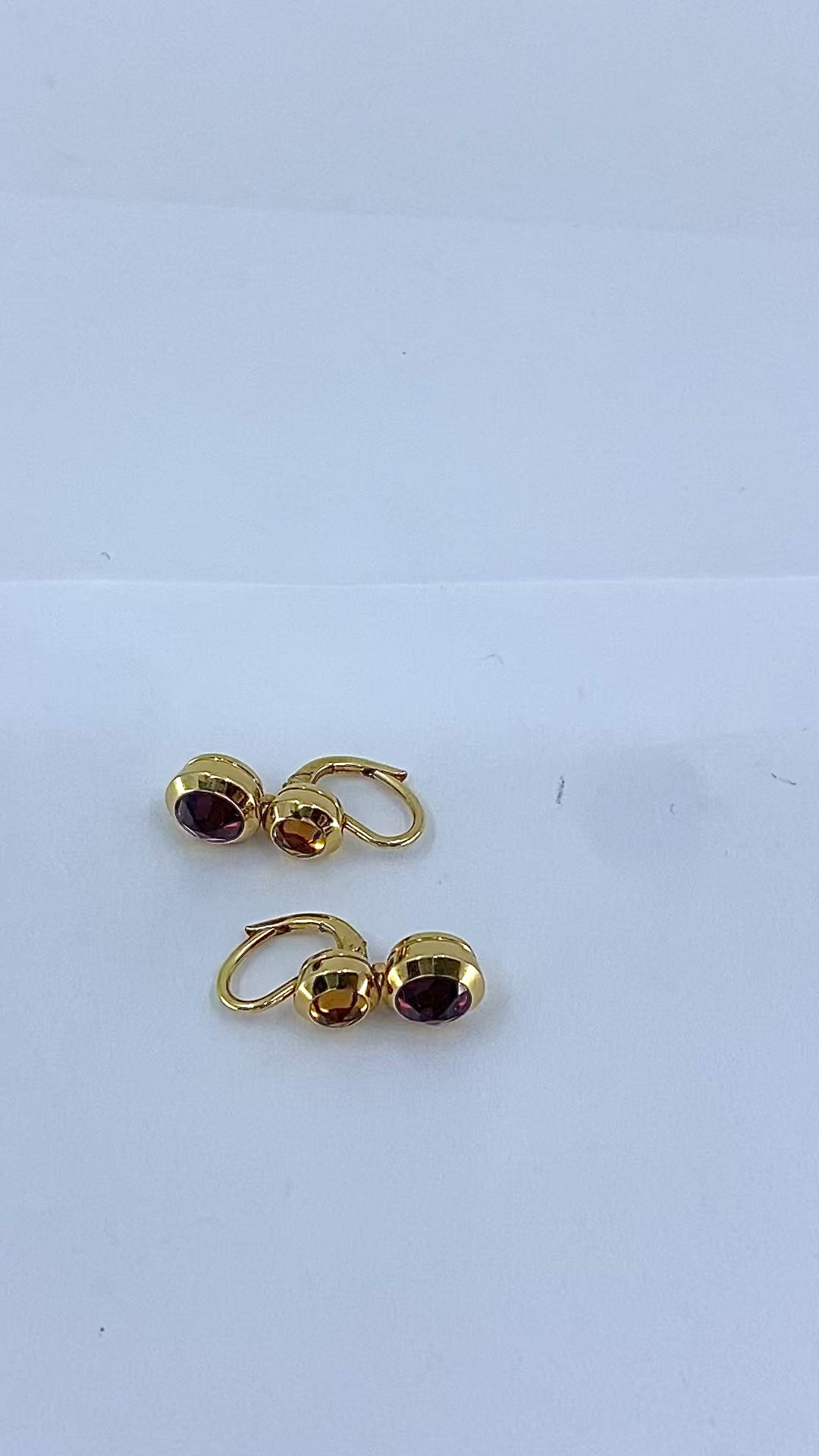 Tiffany & Co. 18k  Gold Garnet Citrine Drop Earrings