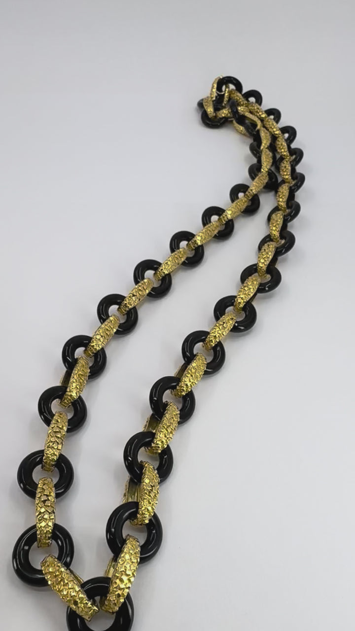 Vintage Tiffany & Co. 18k Gold Onyx Necklace