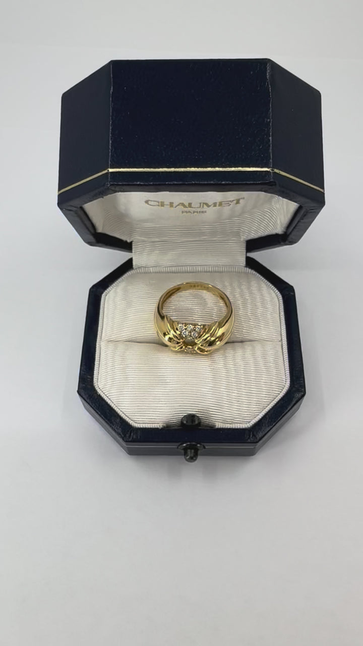 Vintage Chaumet Paris 18k Gold Diamond Ring Original Box