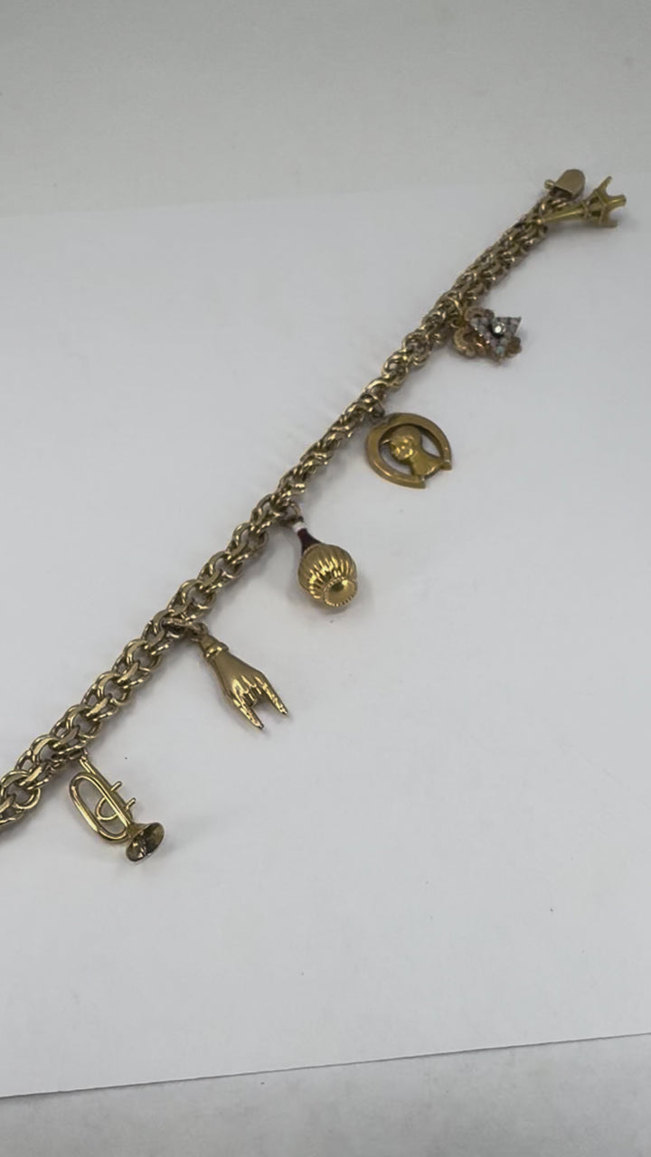 Vintage 14k 18k Gold Charm Bracelet