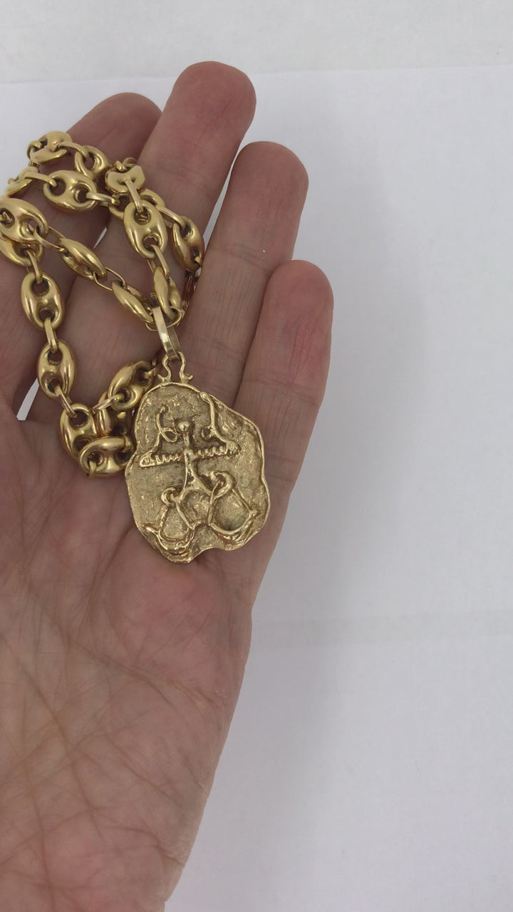 Libra Pendant Mariner Link 14k Gold Necklace
