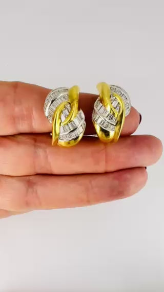 Vintage Luca Carati Diamond Earrings 18k Gold Italian Estate Jewelry