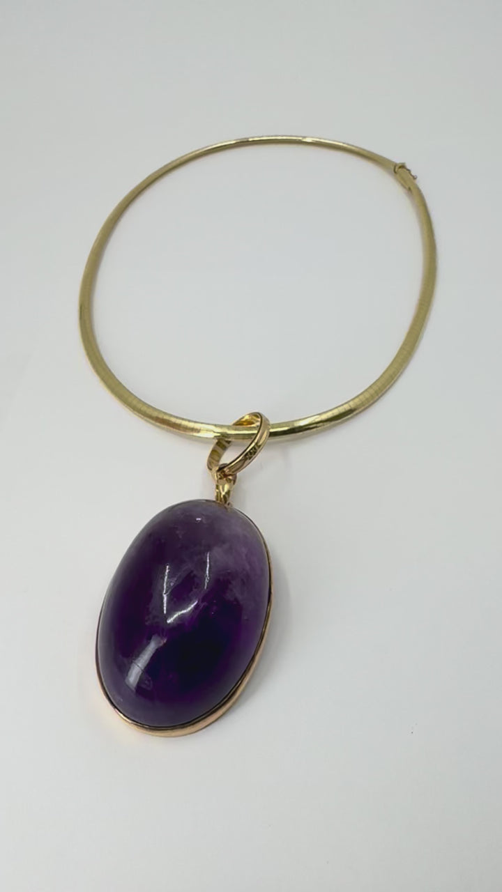 Vintage Gold Amethyst Pendant Necklace