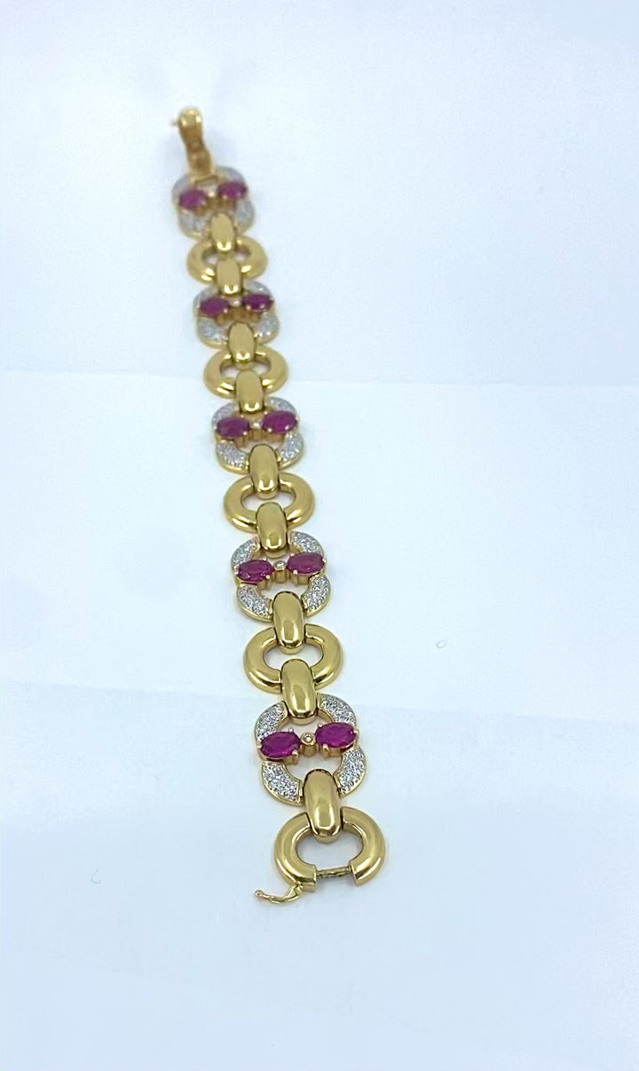 Vintage 18k Gold Tourmaline Diamond Bracelet