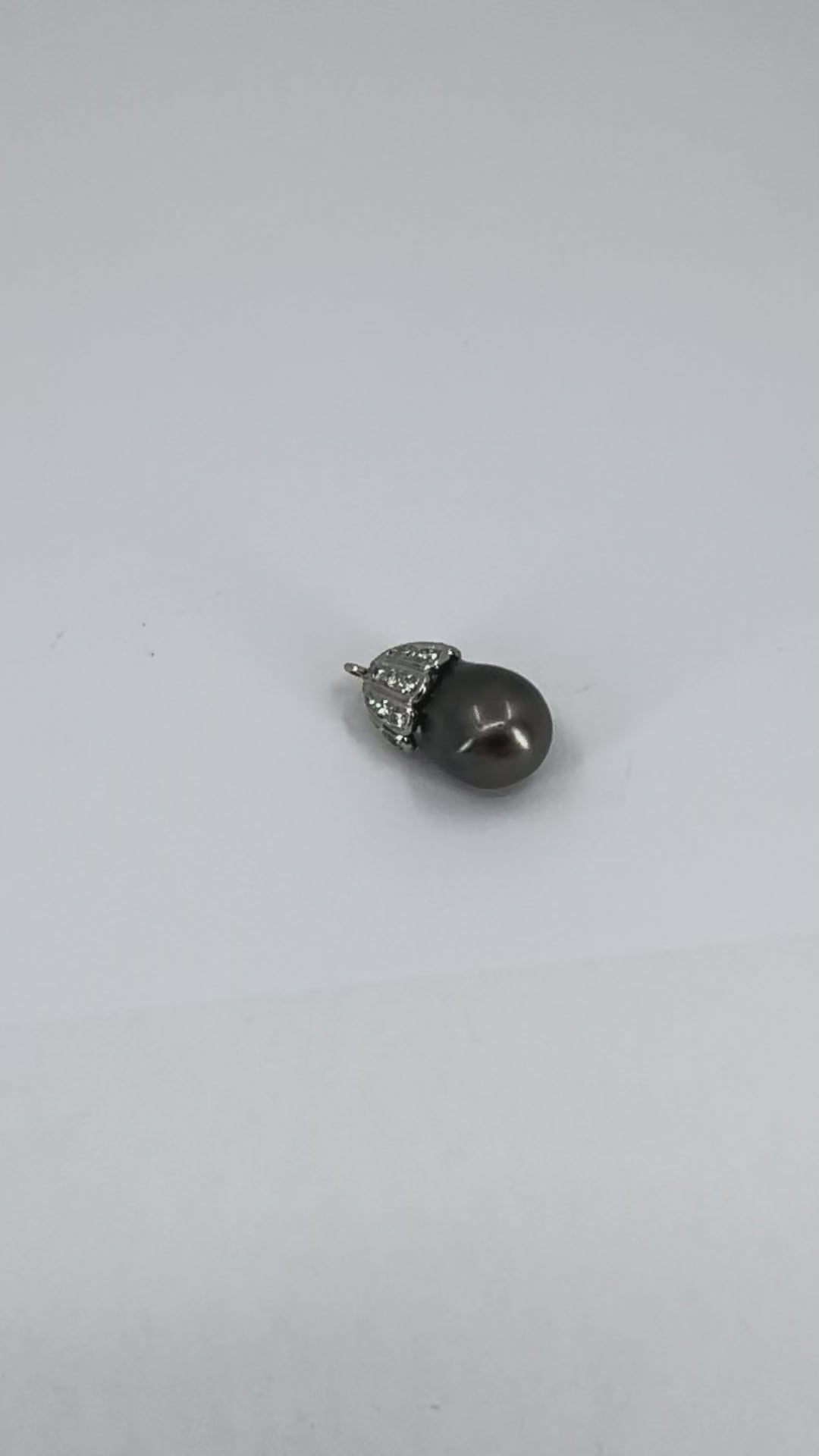 14k White Gold Tahitian Pearl Diamond Necklace Enhancer Pendant