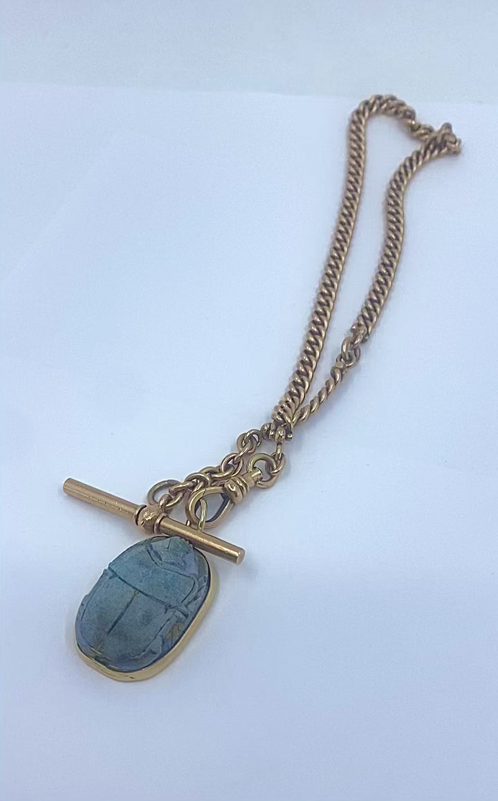 Scarab Necklace Vintage 14k Gold Watch Chain