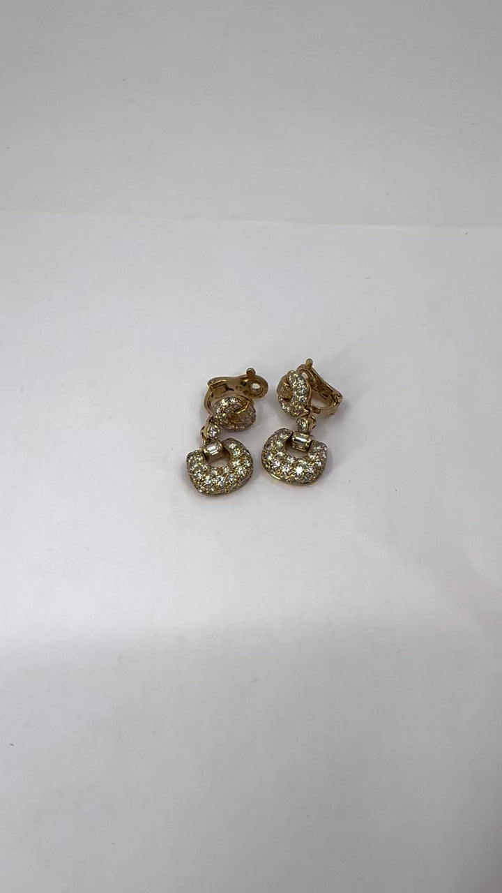 Vintage Boucheron 18k Gold Diamond Drop Earrings