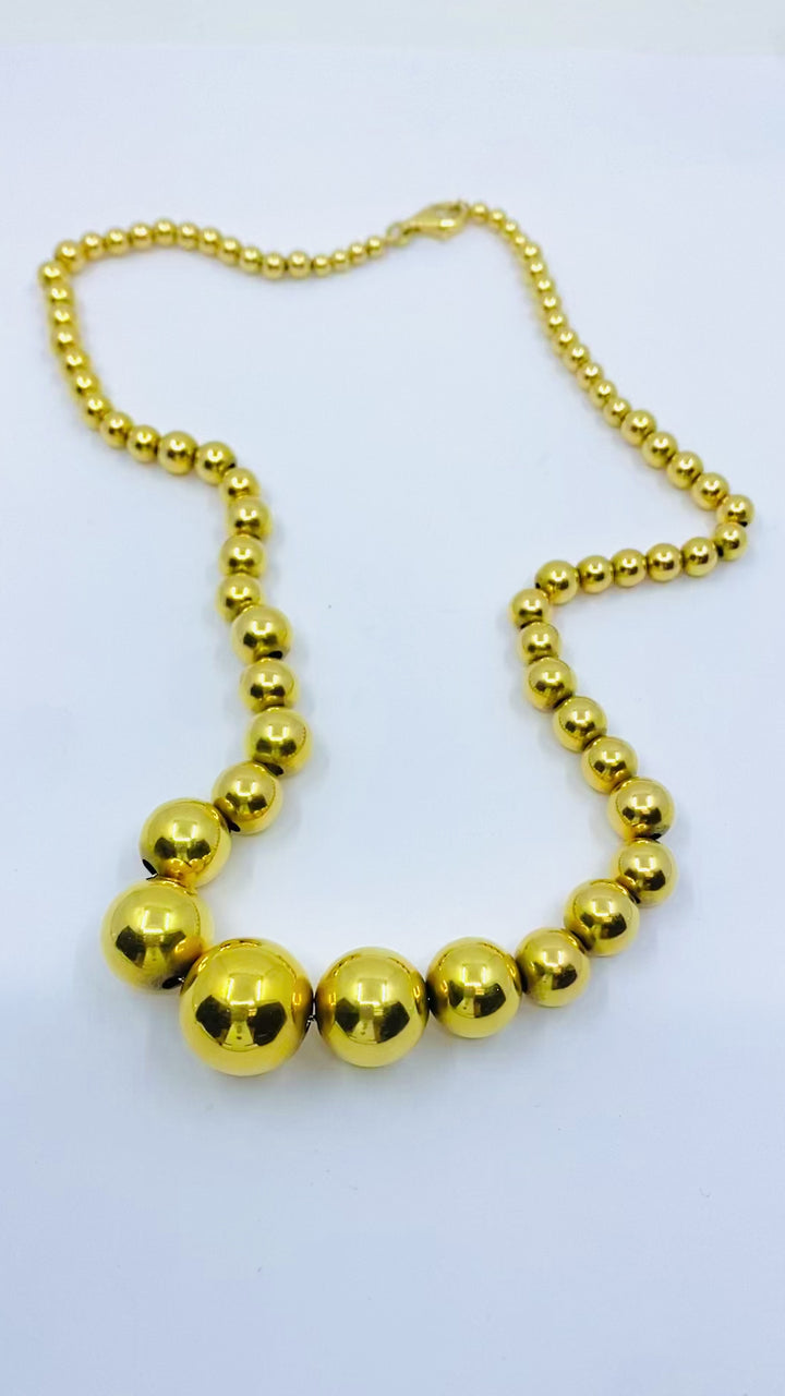 Beaded Necklace French 18k Gold Vintage Jewelry