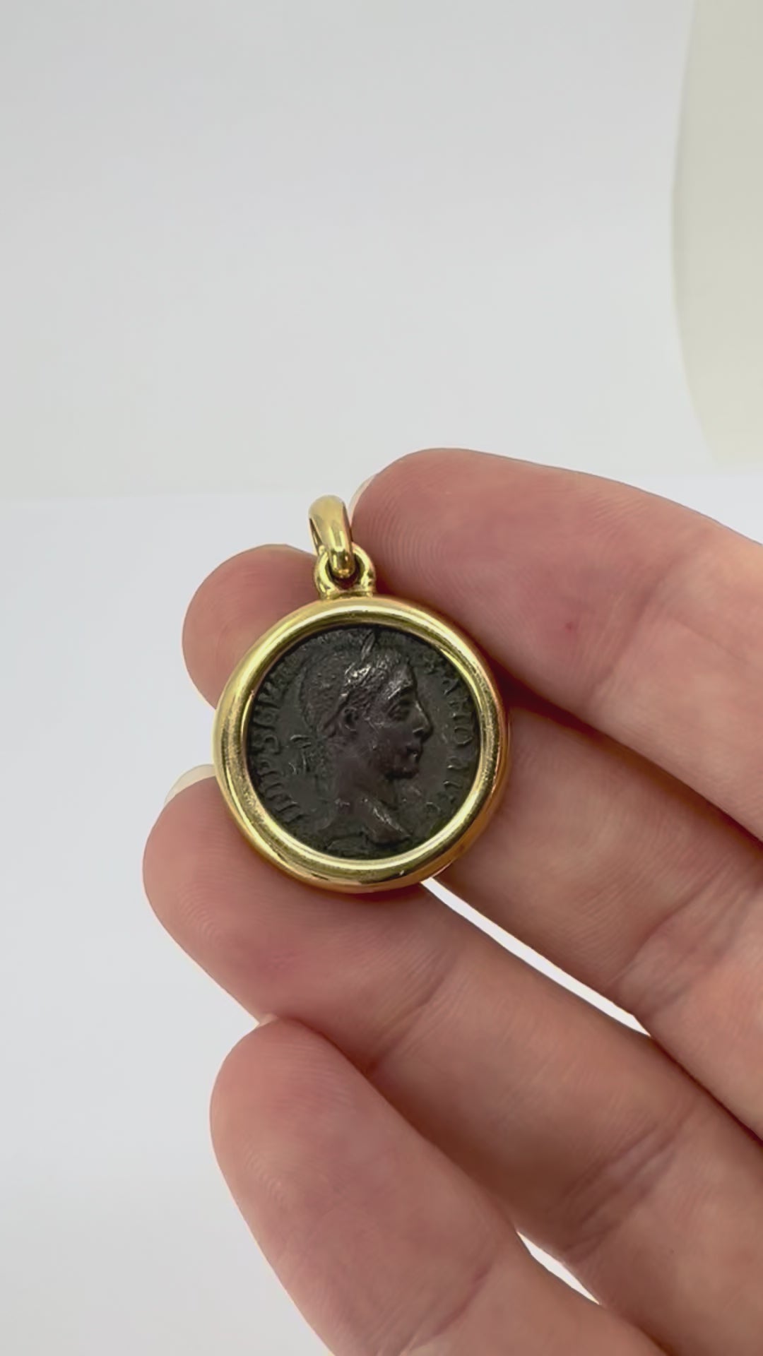 Vintage Bvlgari 18k Gold Ancient Coin Monete Bulgari Pendant