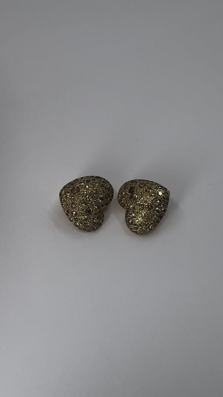 Pomellato Sabbia 18k Gold Diamond Heart Clip Earrings