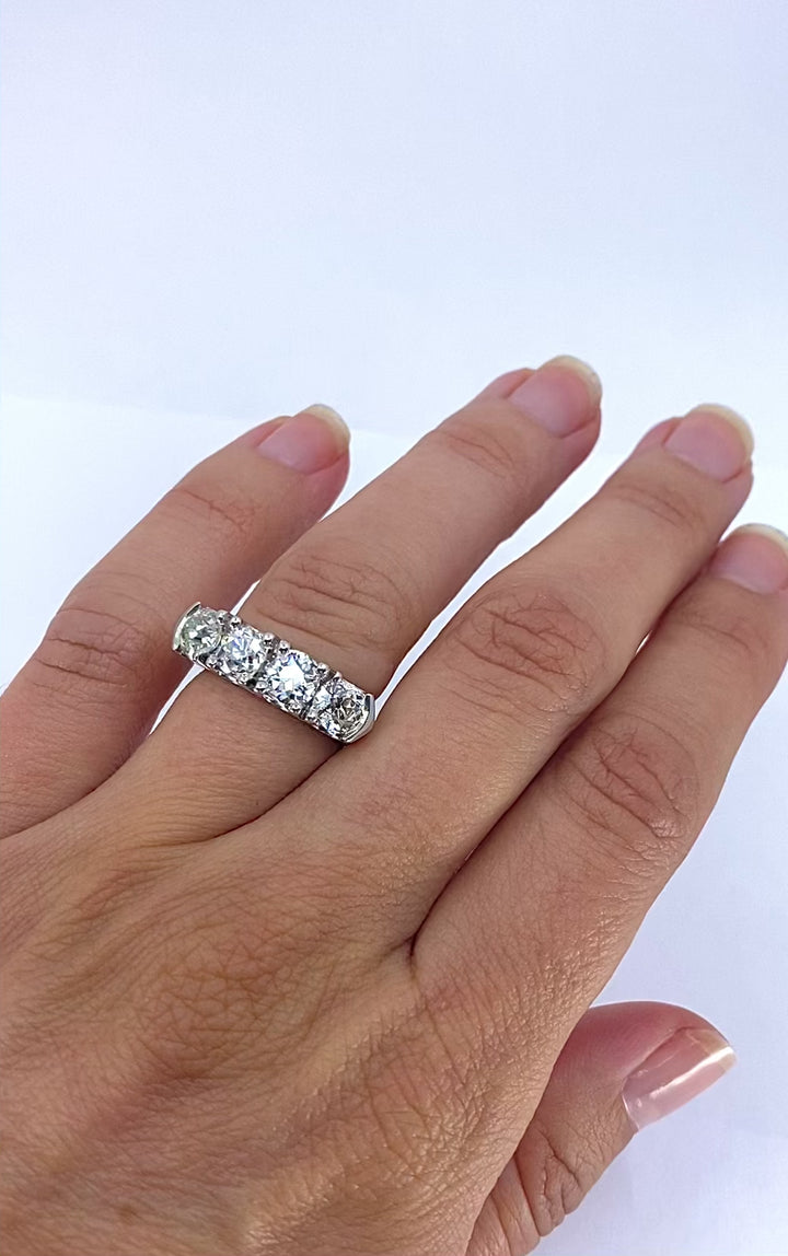Mid-Century Platinum Four-Stone Diamond Ring