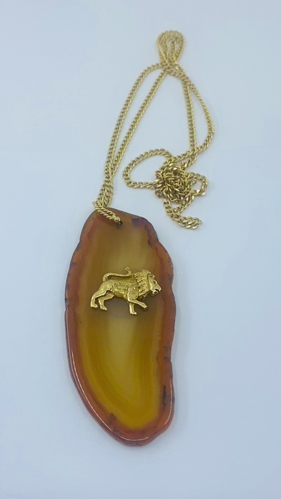 Onyx Gold Pendant Leo Zodiac Jewelry