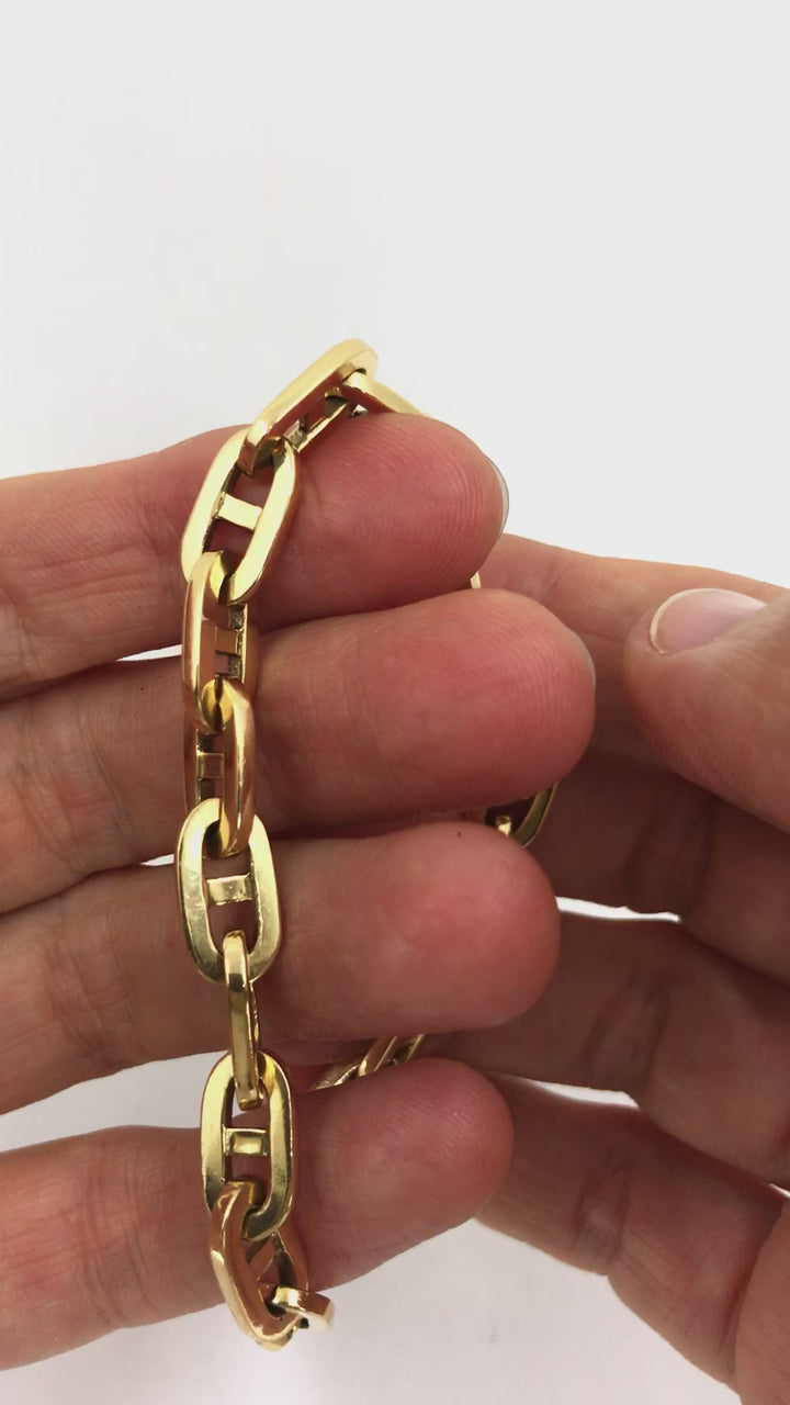 Vintage French Anchor Link Chain Bracelet 18k Gold
