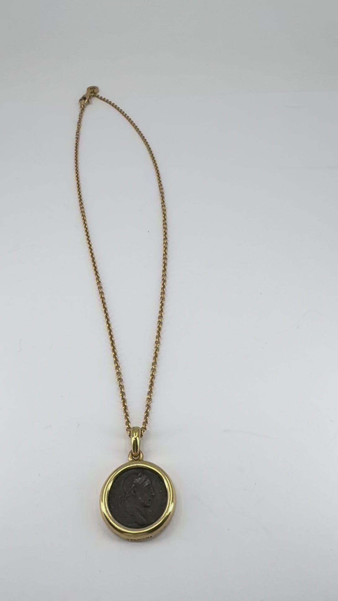 Vintage Bvlgari 18k Gold Ancient Coin Monete Bulgari Pendant