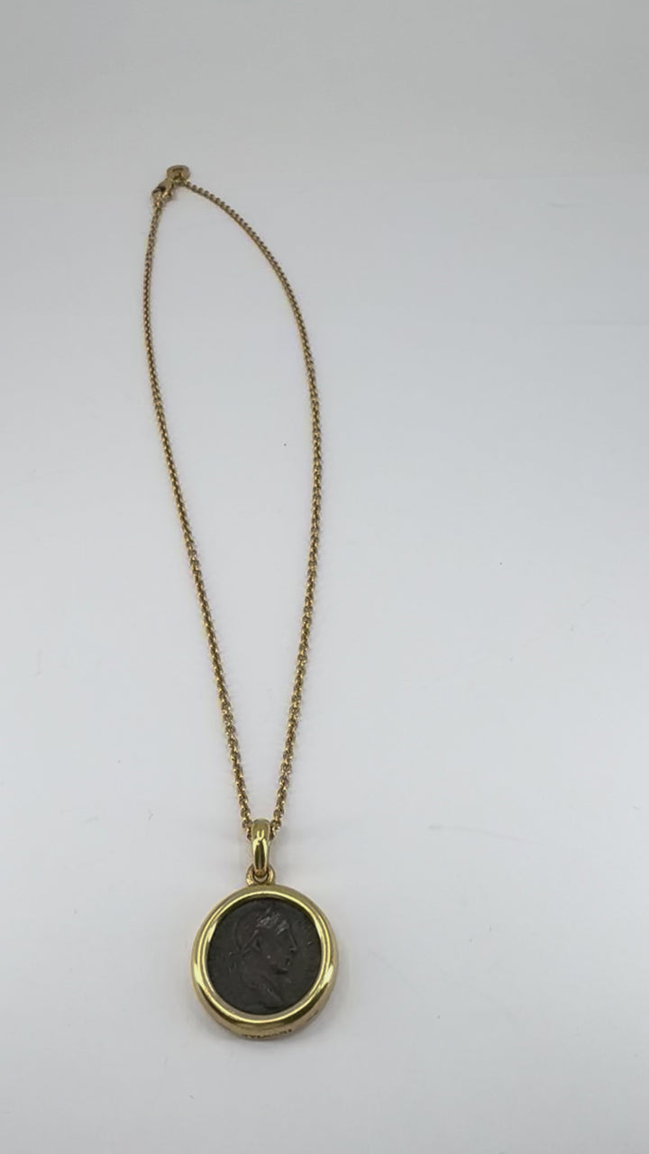 Vintage Bvlgari 18k Gold Ancient Coin Monete Bulgari Pendant