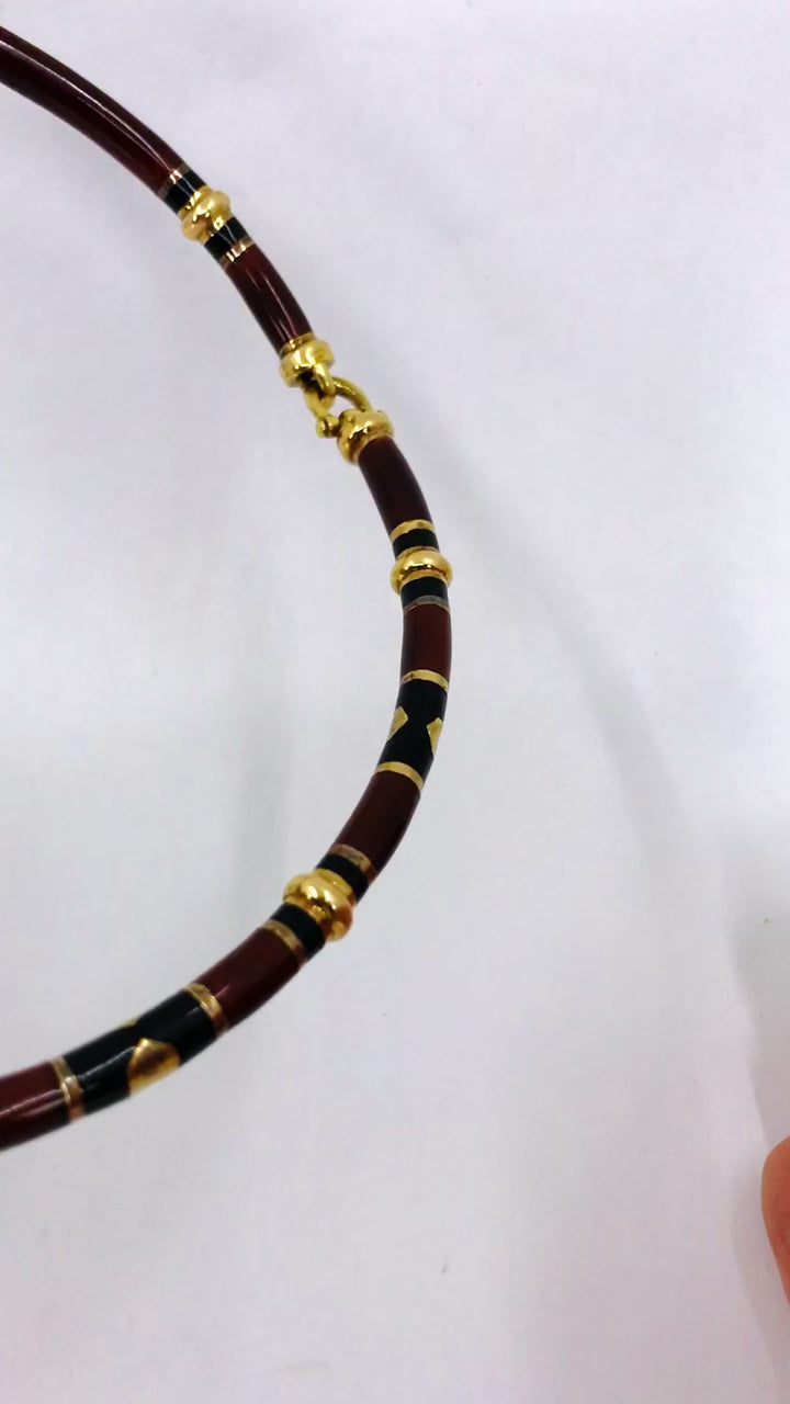 Vintage Gucci 18k Gold Enamel Necklace