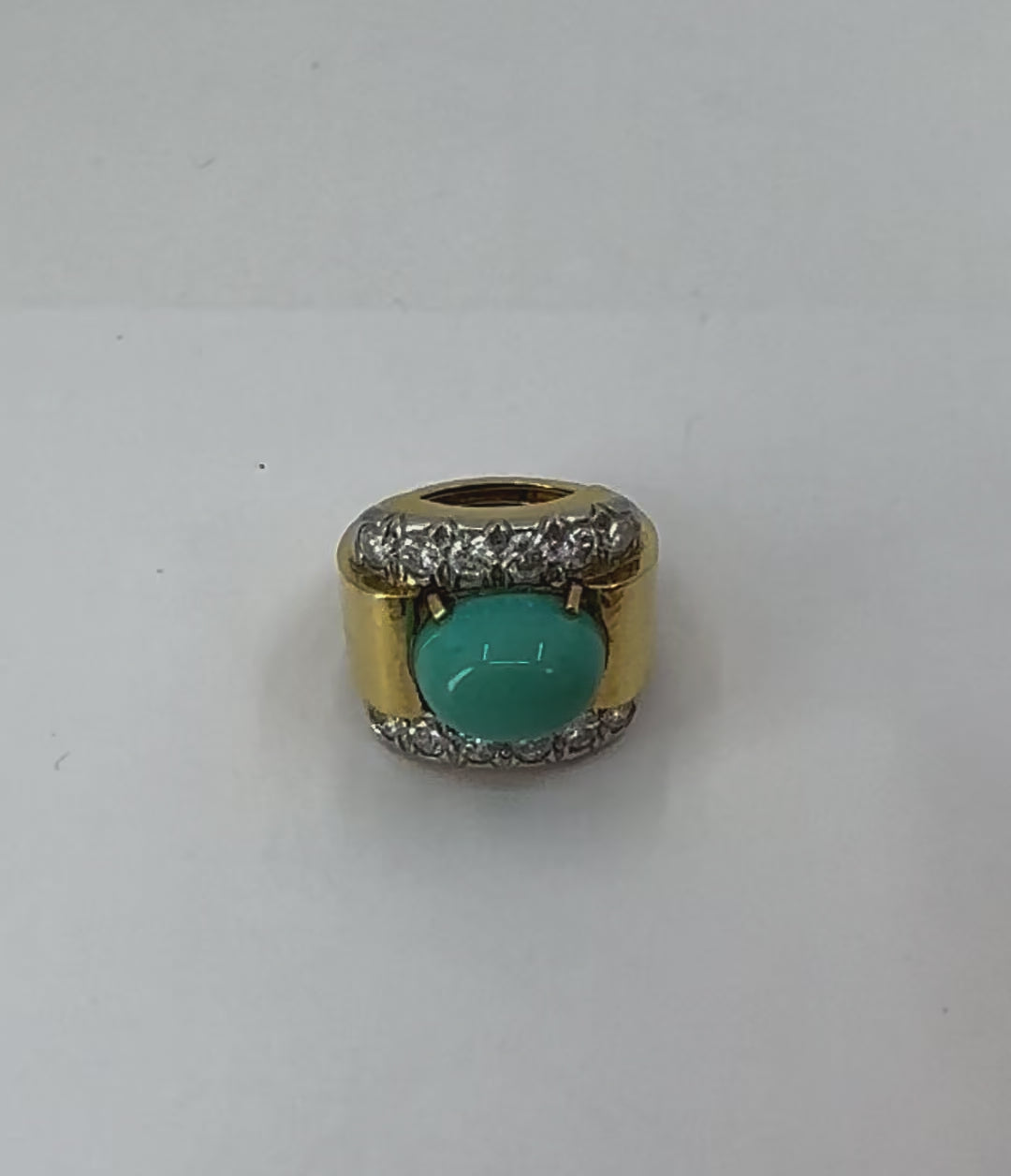 Vintage David Webb 18k Gold Diamond Turquoise Cocktail Ring