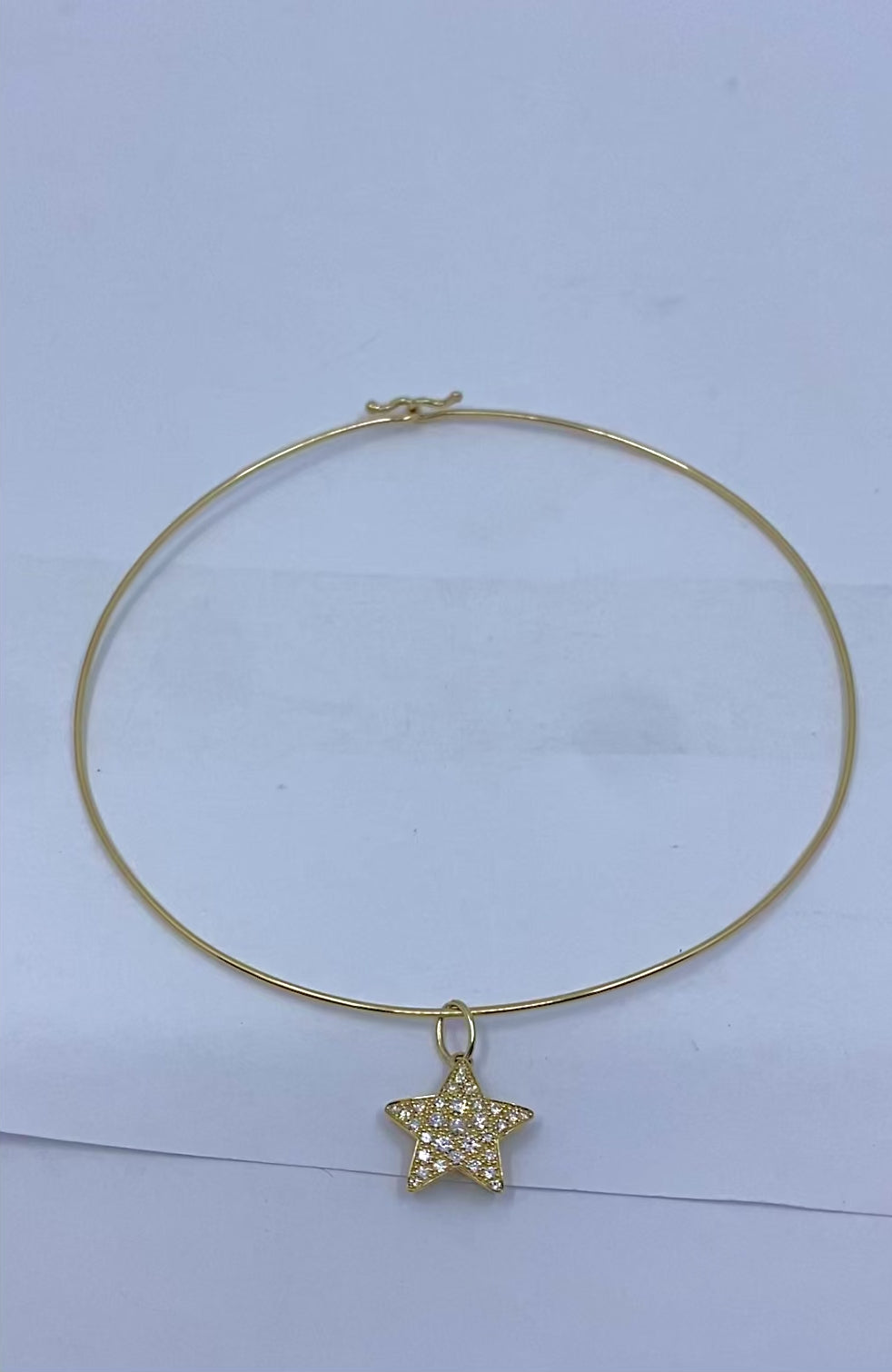 14k Gold Diamond Star Pendant 10k Gold Choker Necklace