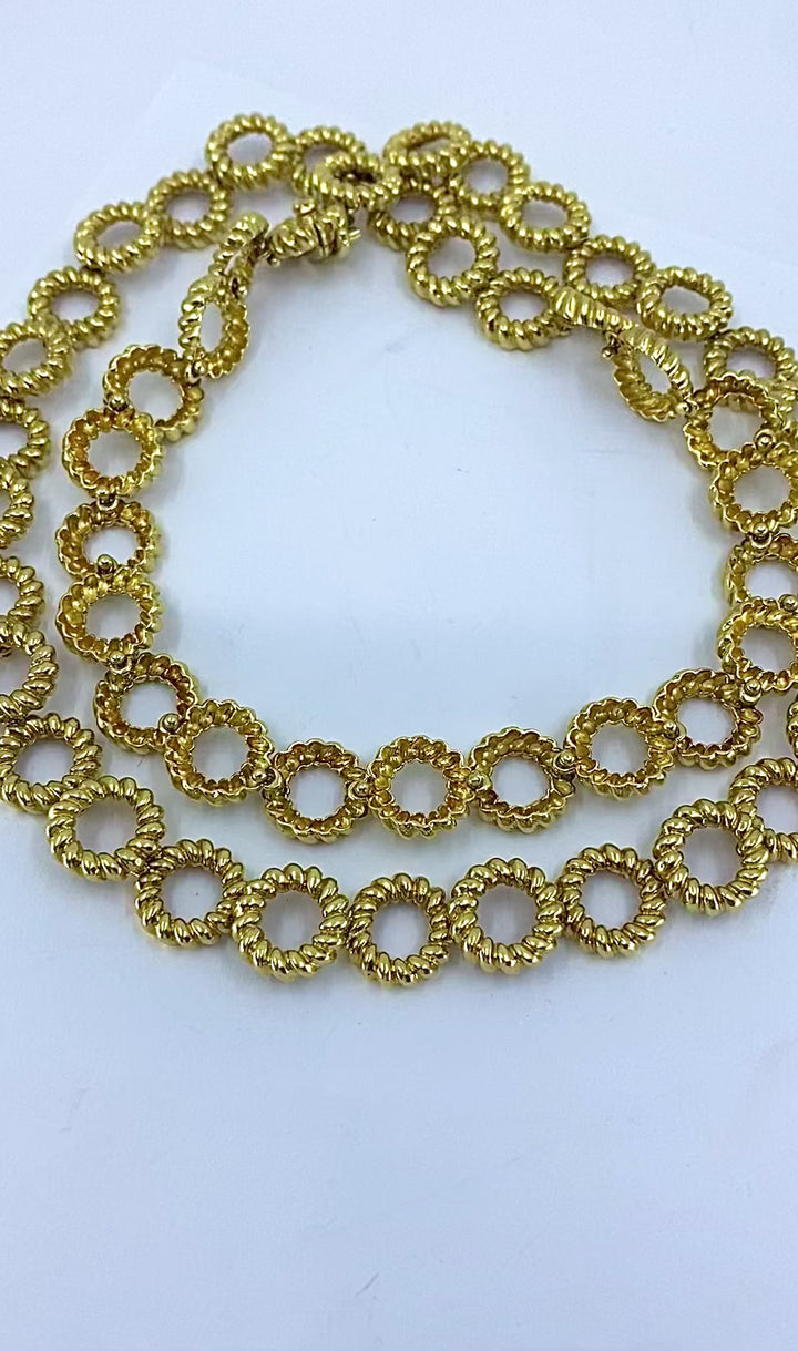 Flato 18K Gold Open Circle Link Necklace, 1960s