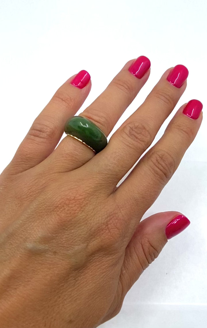 Vintage Ring 14k Gold Dome Jade Ring