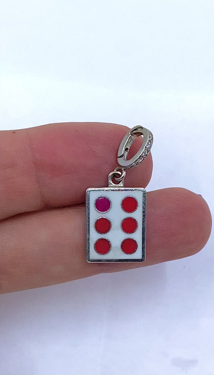 Vintage 12k Gold Domino Six Charm Pavé Diamond Bail