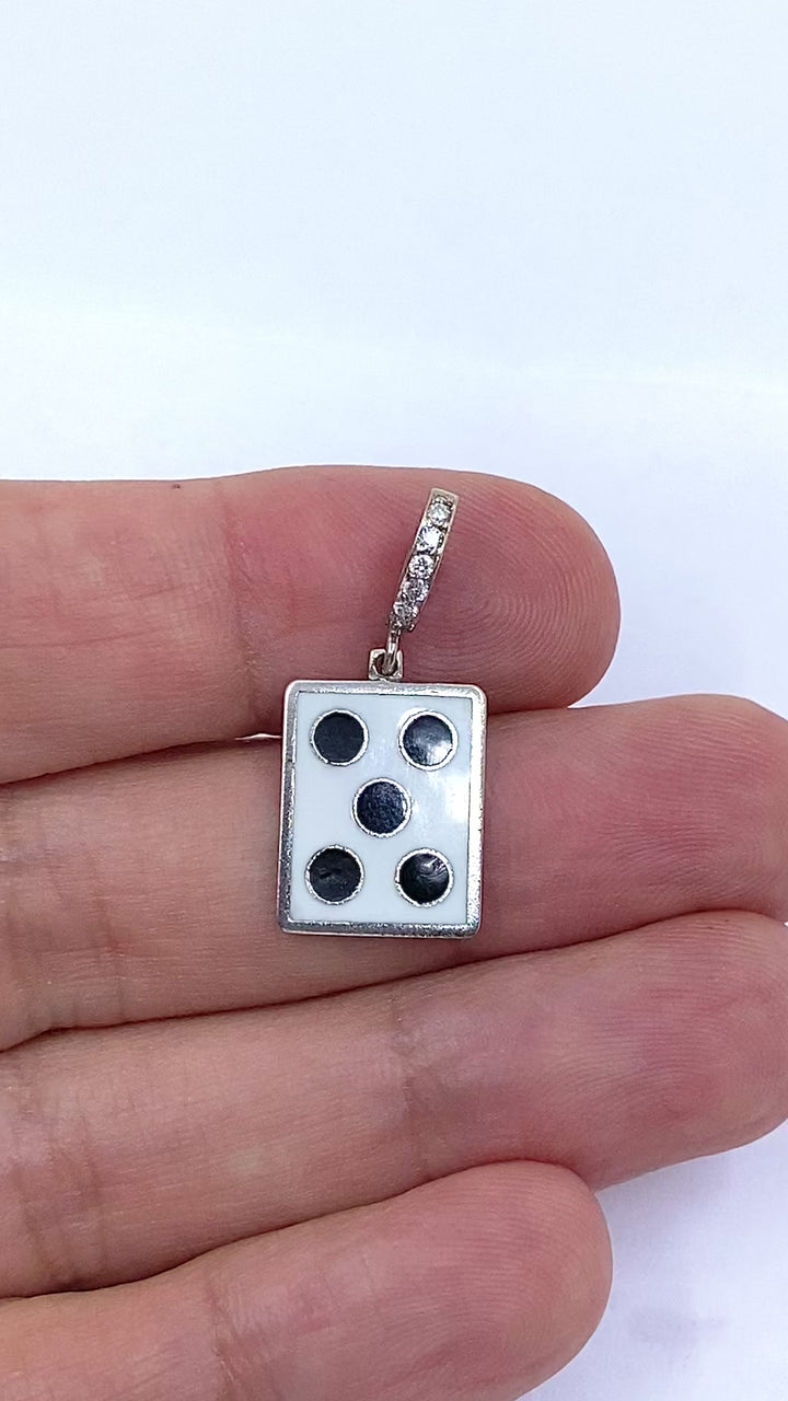 Vintage 12k Gold Domino Five Charm Pavé Diamond Bail