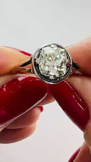 Victorian Engagement Ring 14k Gold Silver Old Mine Cut Diamond