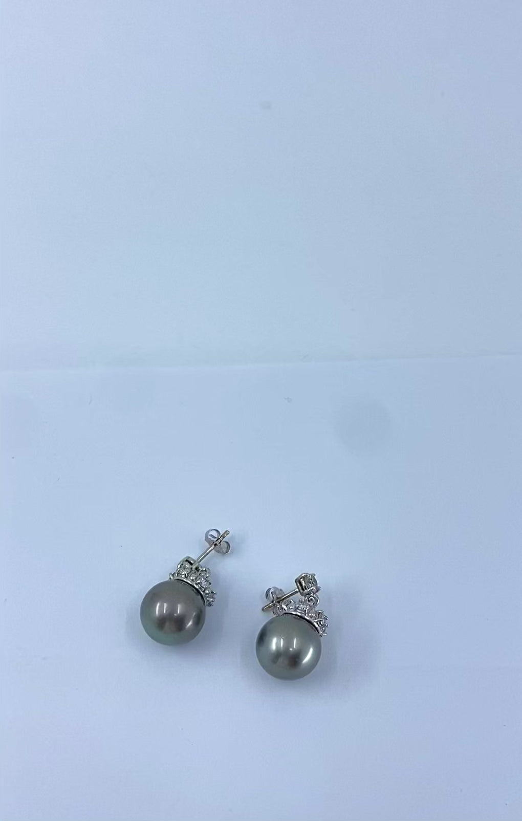 Tahitian Pearl Diamond 14k Gold Stud Earrings