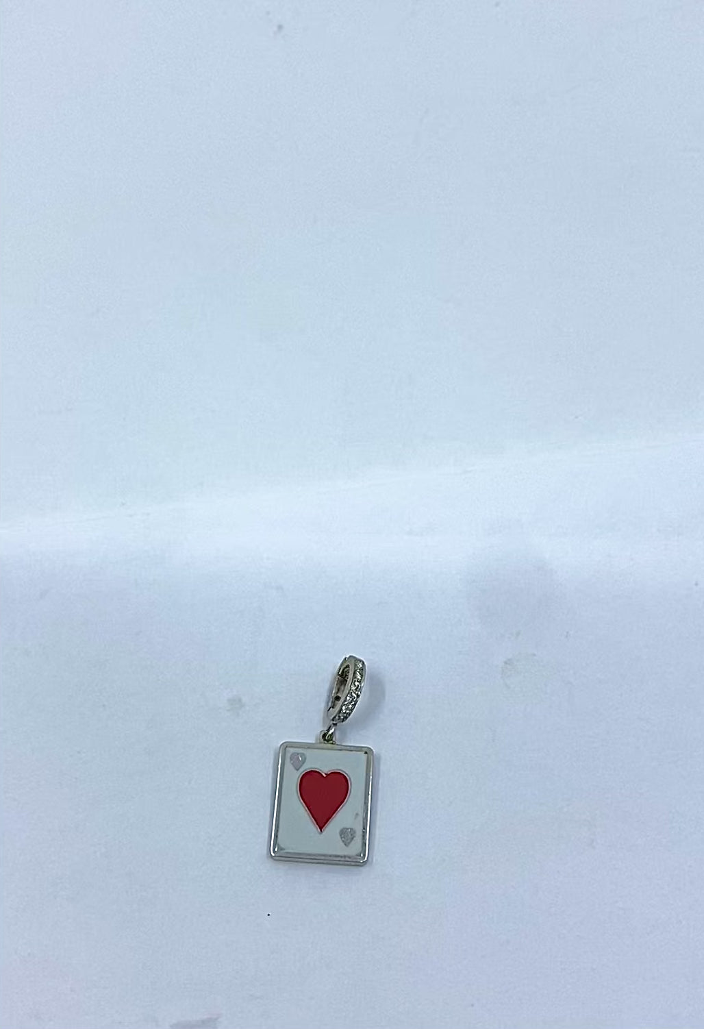 Vintage 12k Gold Playing Card Heart Charm Pavé Diamond Bail