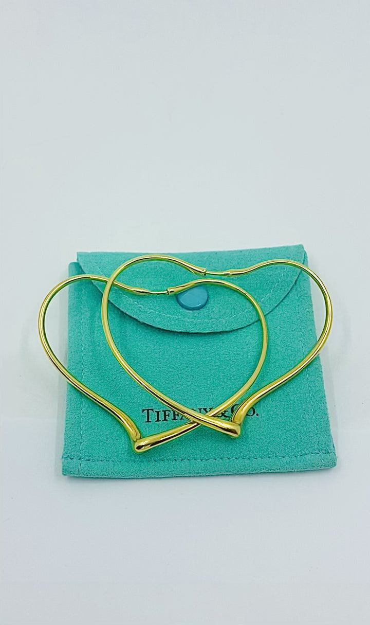Elsa Peretti for Tiffany & Co. 18k Gold Open Heart Hoop Earrings