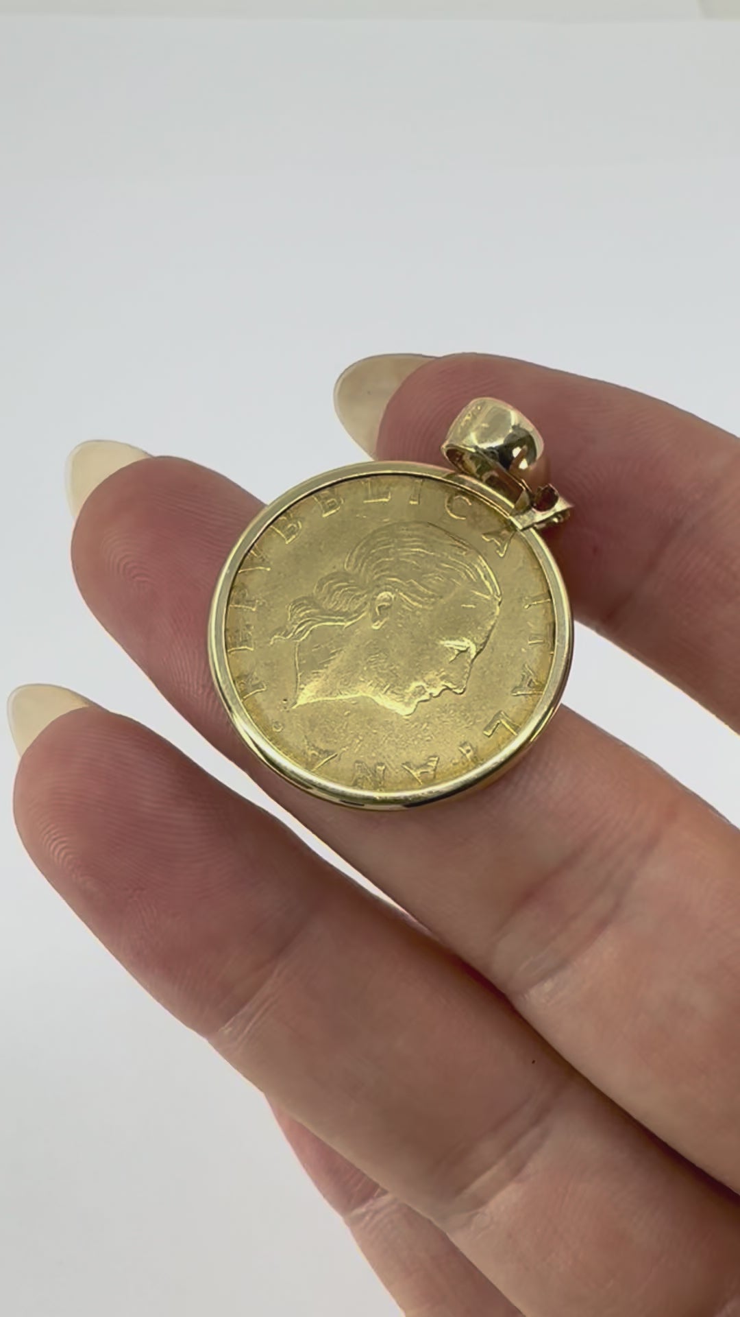 Italian 14k Gold Lire Coin Pendant