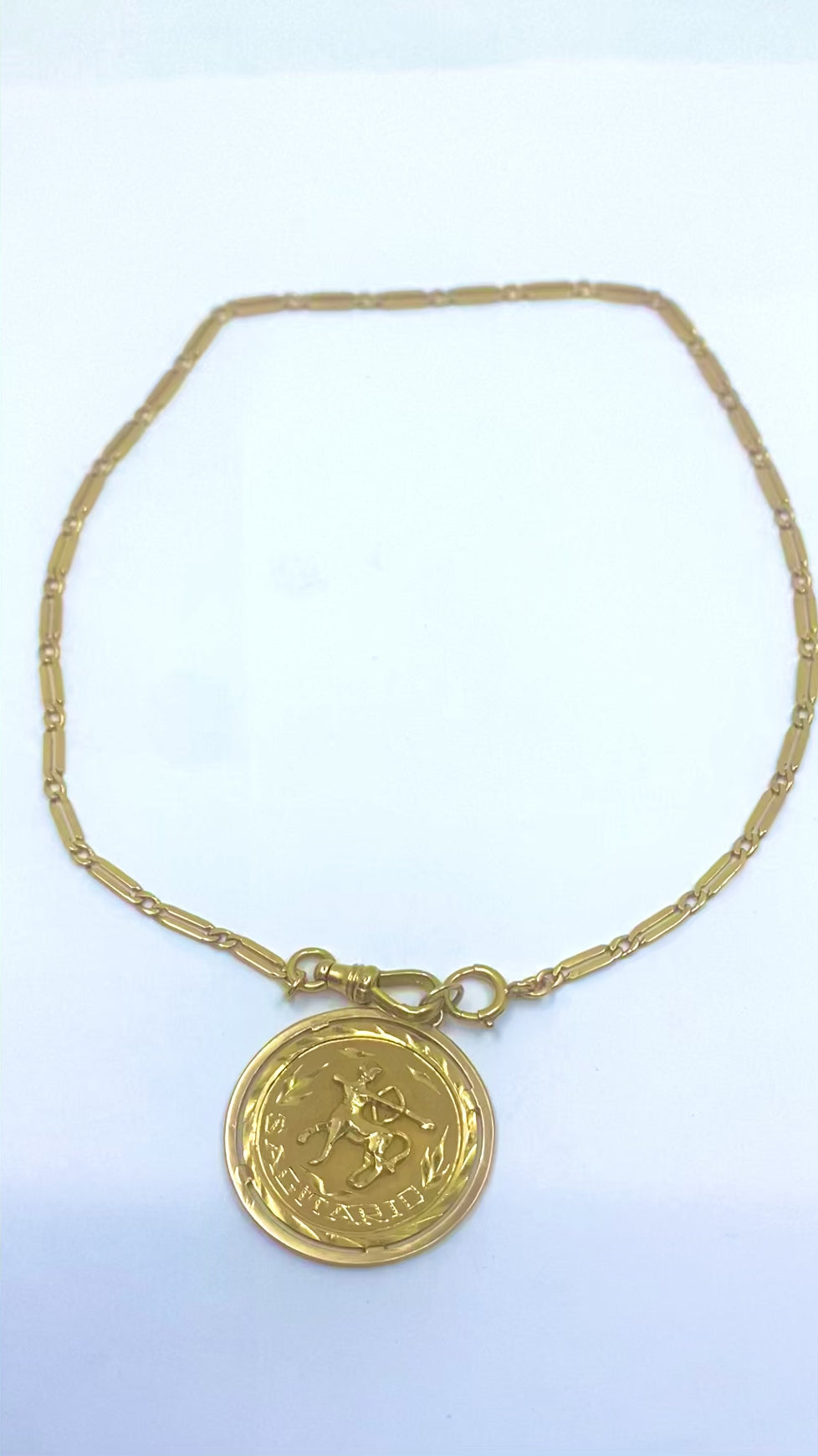 18k Gold Sagittarius Zodiac Pendant 10k Gold Watch Chain Necklace