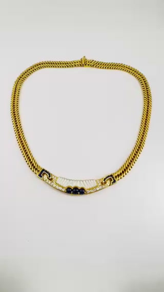 Mauboussin Necklace Carved Mother of Pearl Gemstones 18k Gold