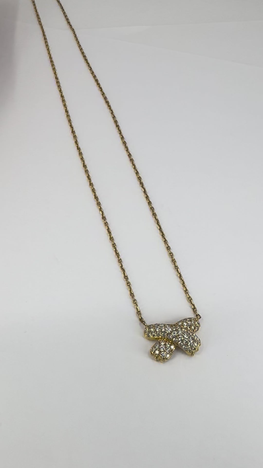 Vintage Fred Paris 18k Gold Diamond Ribbon Necklace