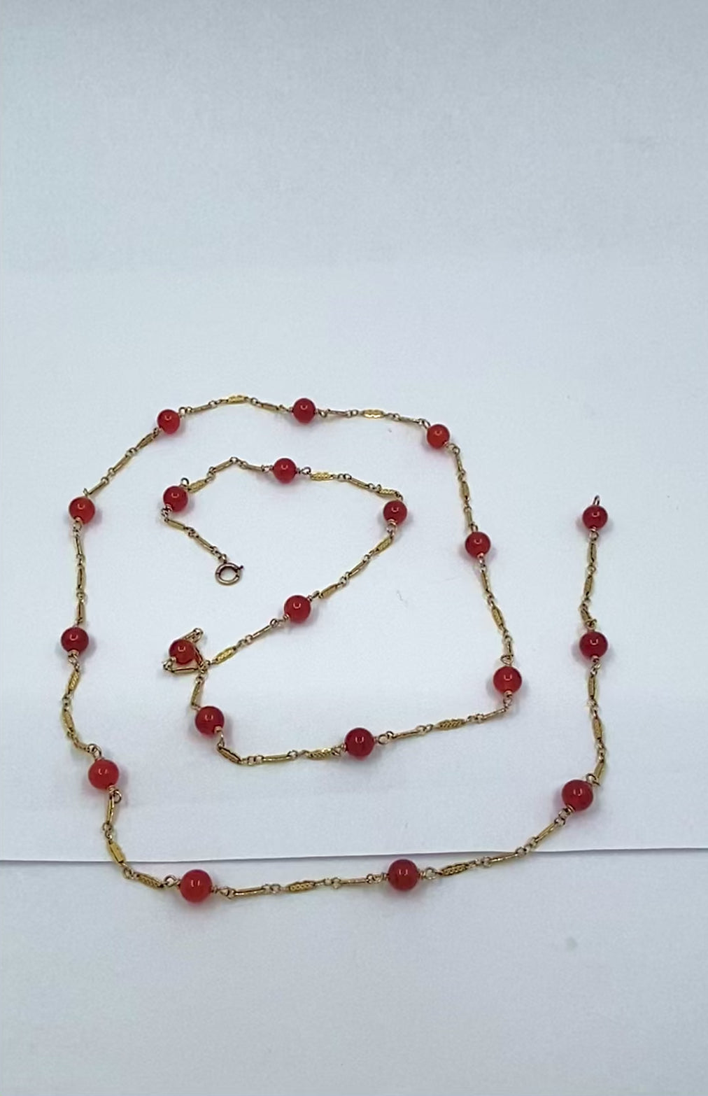 Vintage 14k Gold Carnelian Bead Necklace