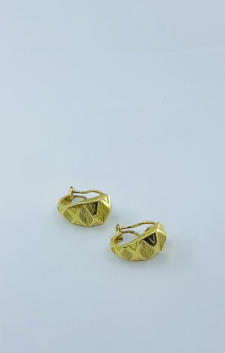 18k Gold Hoop Earrings Geometrical