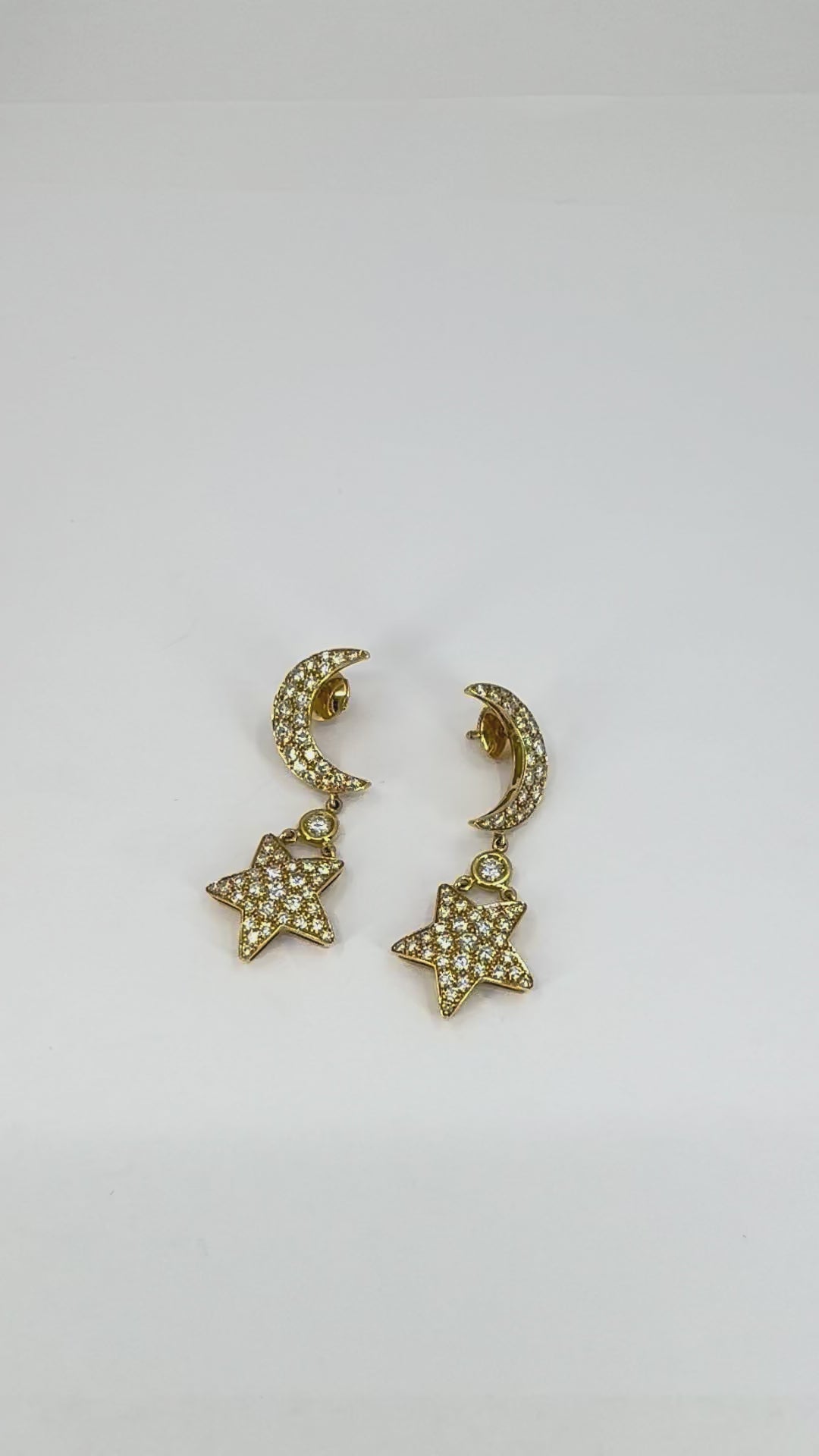 Mouawad 18k Gold Diamond Moon Star Celestial Drop Earrings