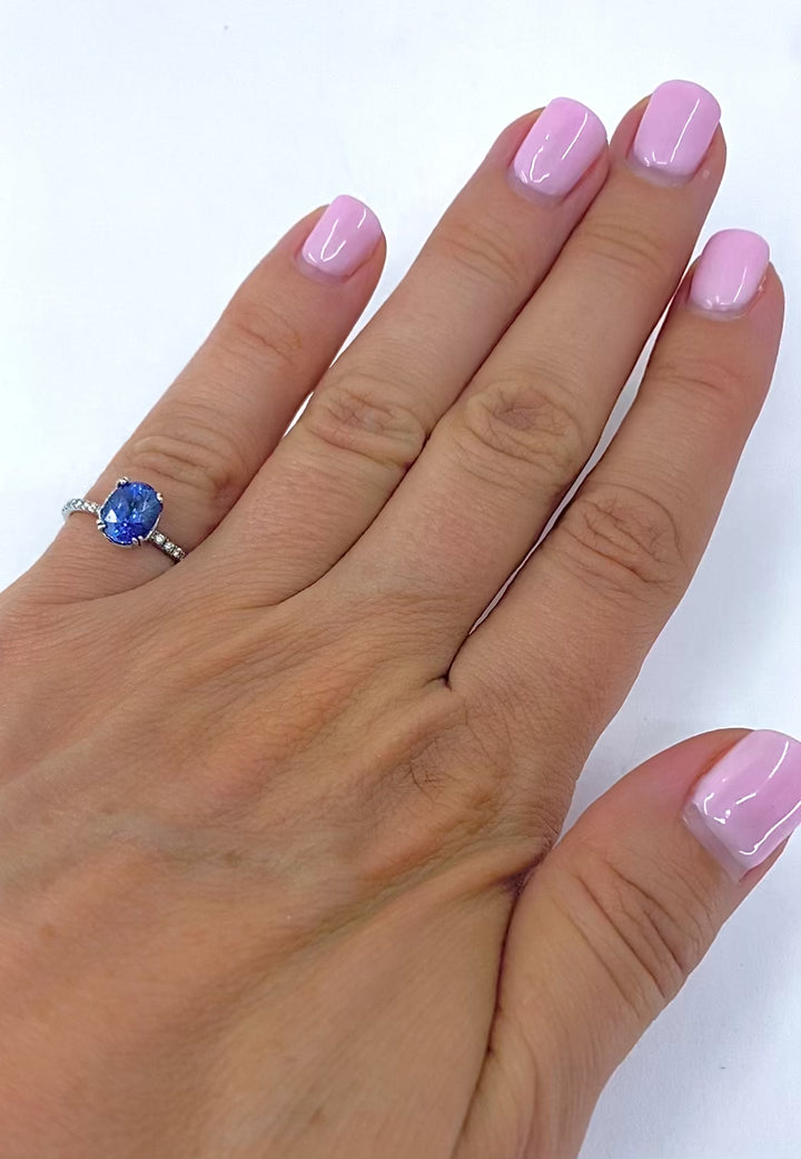 Platinum Sapphire Diamond Ring Vintage Jewelry