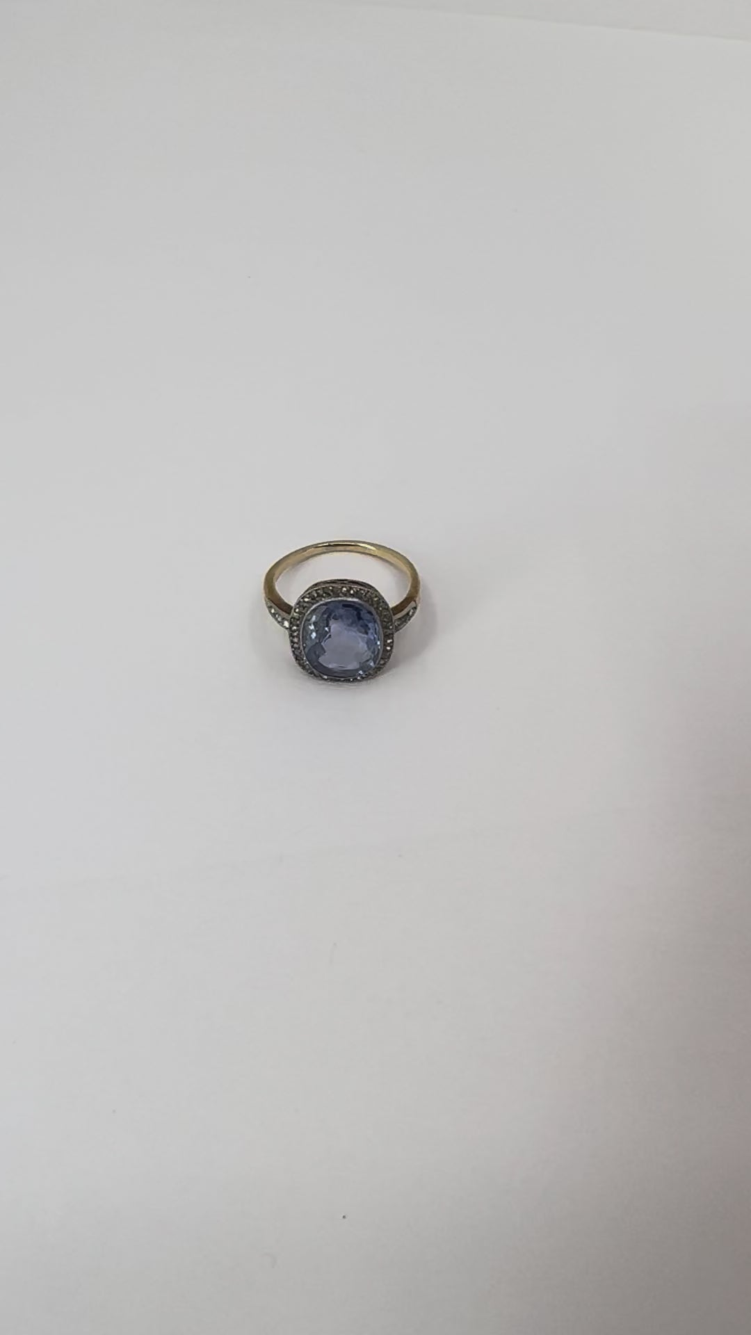 Edwardian Sapphire Diamond Platinum Gold Ring