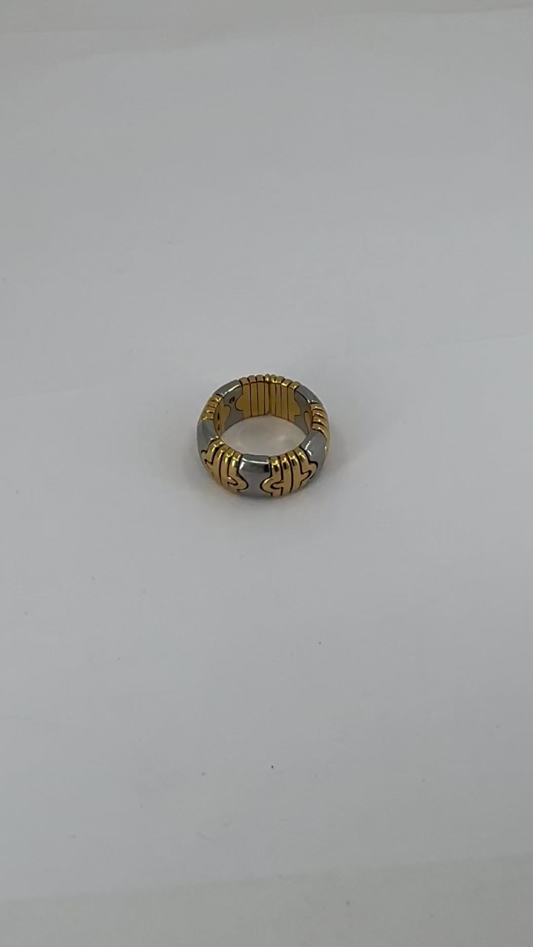 Vintage Bulgari Parentesi 18k Gold Steel Ring