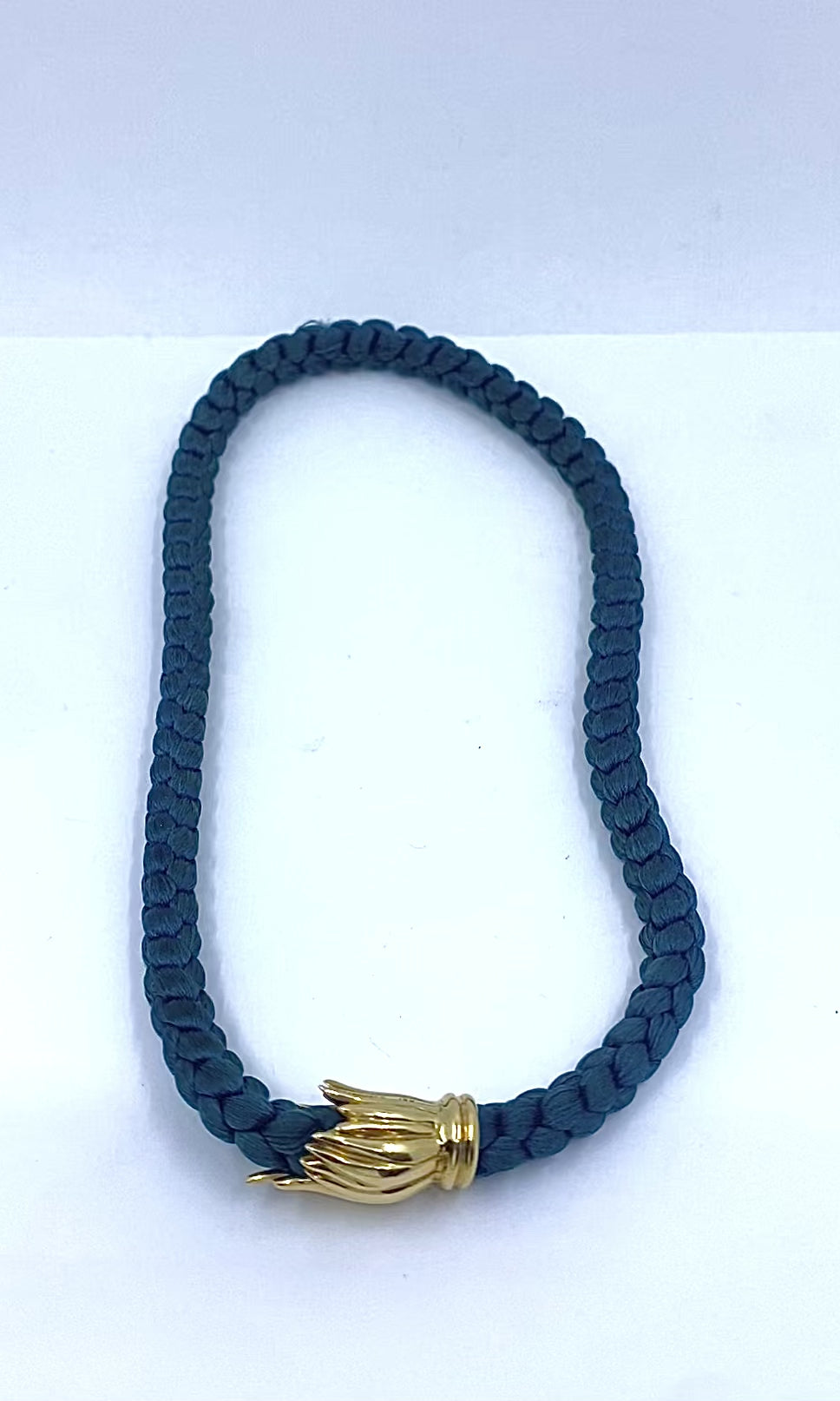Tiffany & Co. 18k Gold Tulip Clasp Braided Cord Necklace