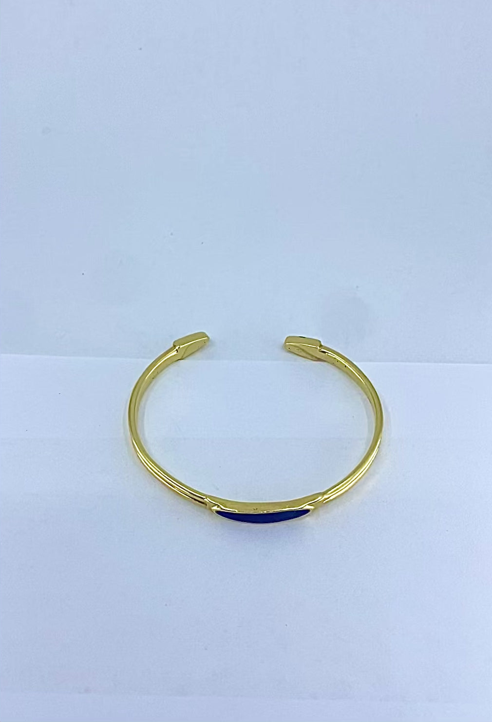 Vintage 18k Gold Blue Enamel Bangle Bracelet