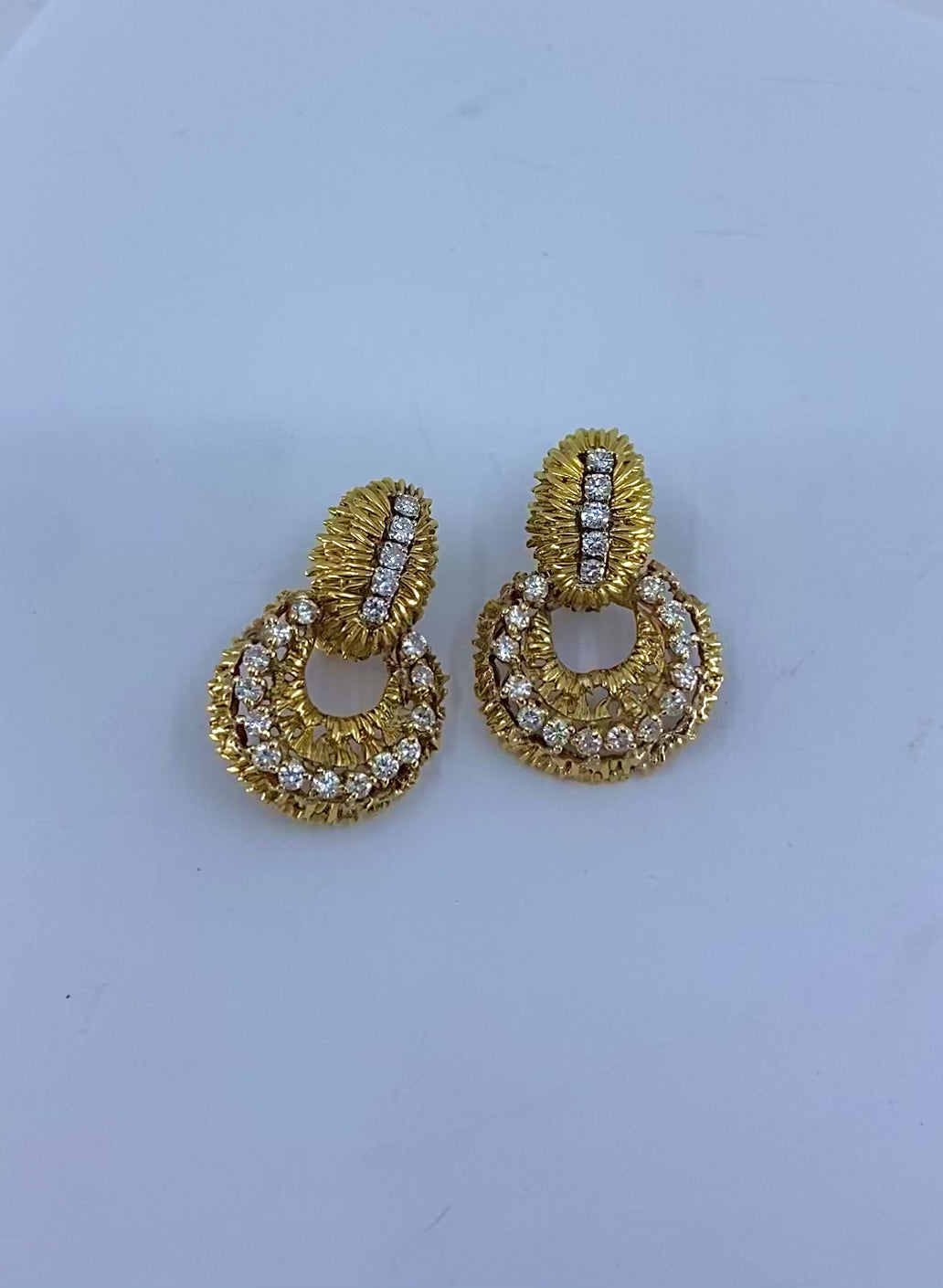 14k Gold  Diamond Door Knocker Earrings