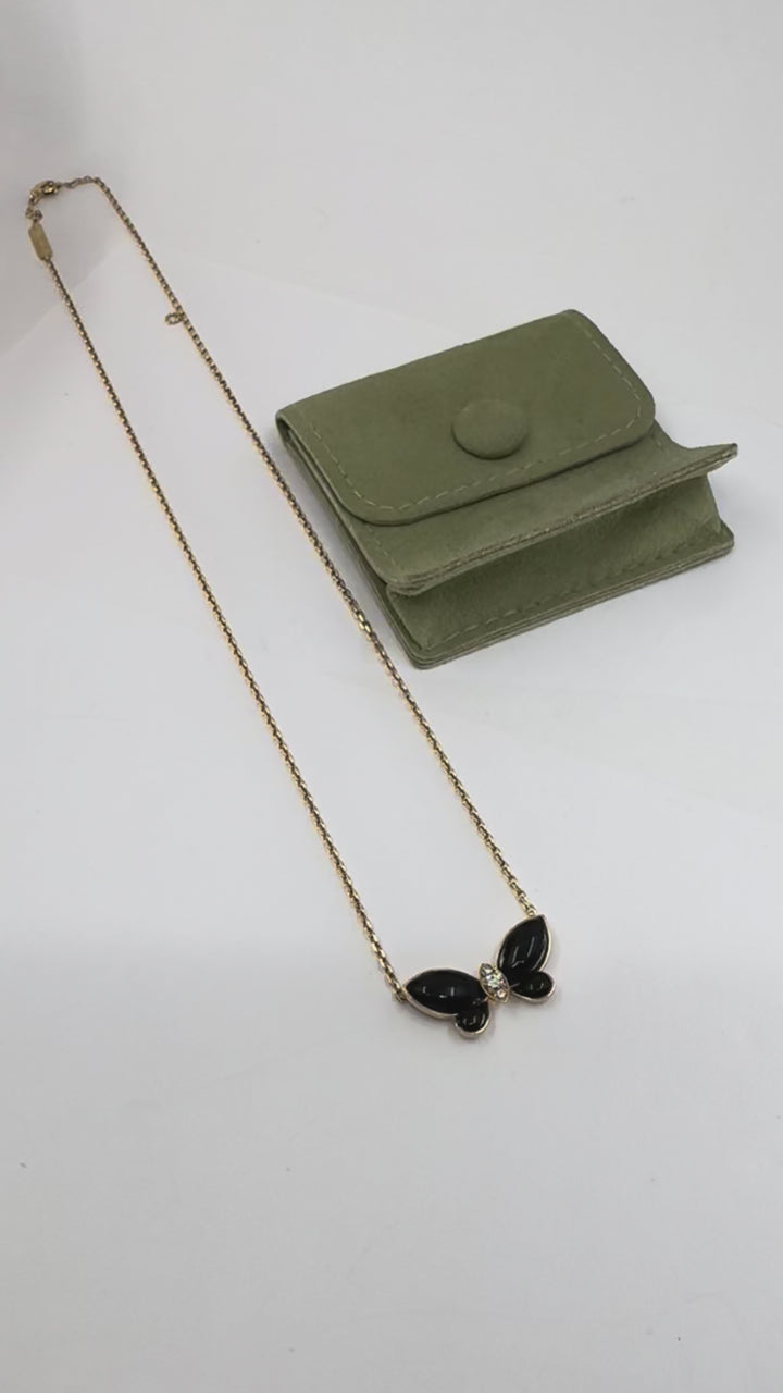 Van Cleef & Arpels Butterfly Necklace Onyx Diamond
