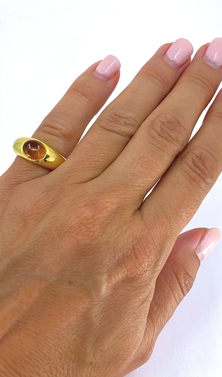Tiffany & Co. 18K Gold Citrine Cabochon Ring