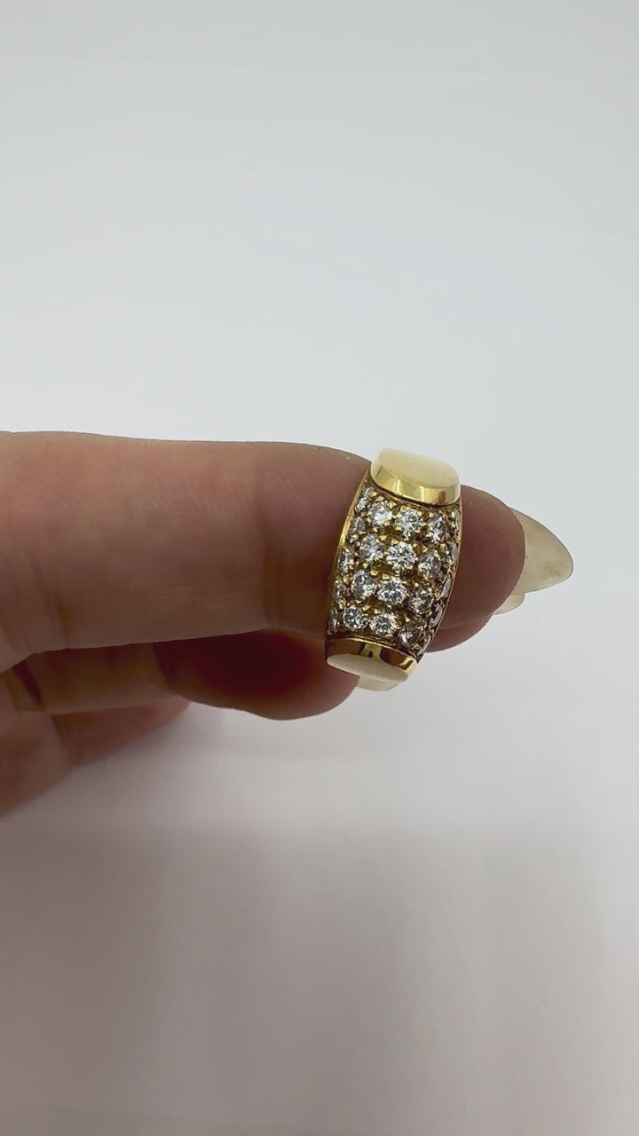 Vintage Bvlgari 18k Gold Diamond Tronchetto Ring