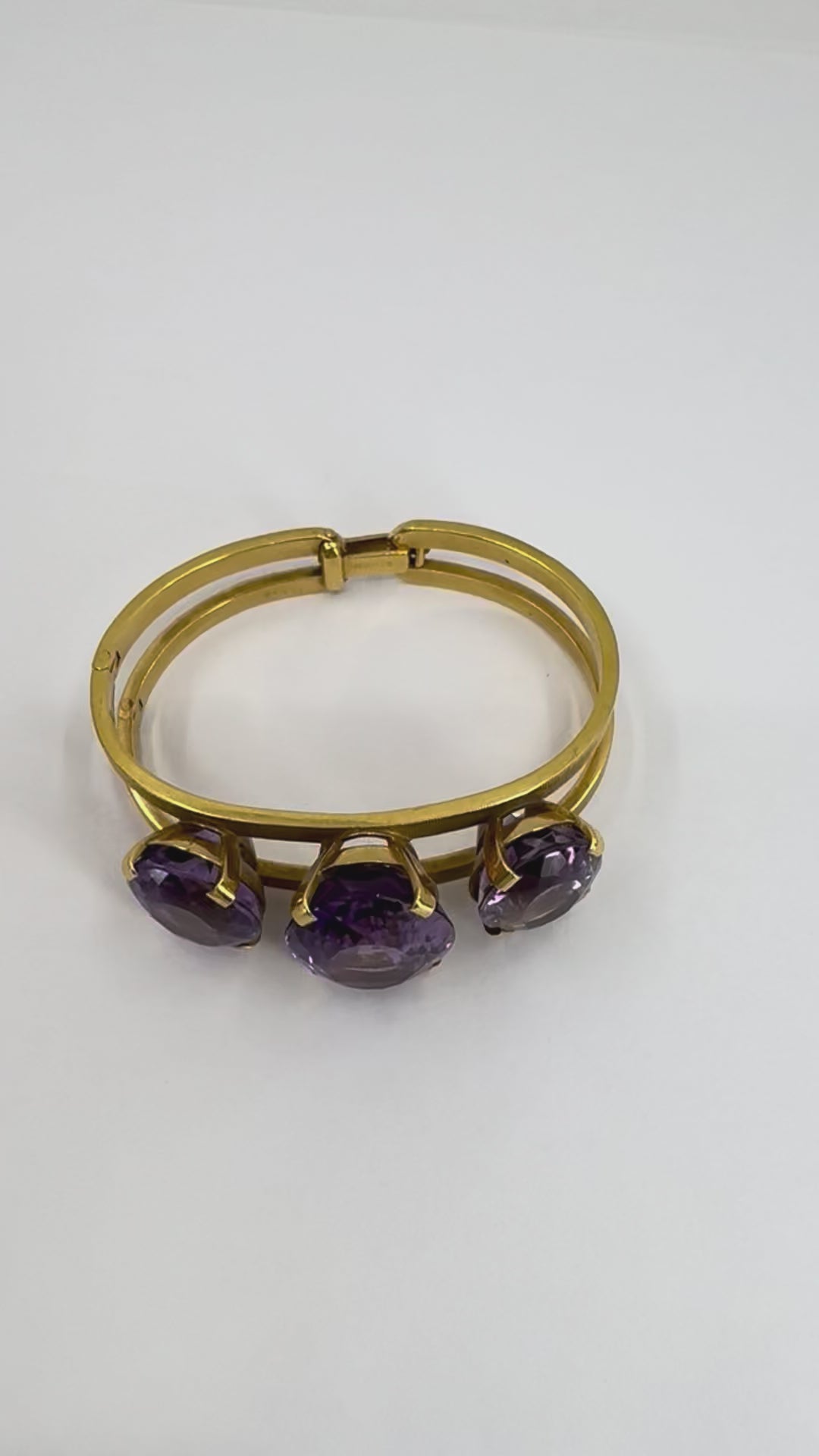 Vintage Hermès 18k Gold Amethyst Clamper Bracelet